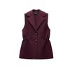 Spring and Summer New Women's Clothing French Golden Breasted Ruched Lapel Sleeveless Knitting Vest Jacket 4192023