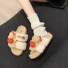 Fashion Winter Woman Slipper Luxury Slides Room Shoes Fur Flip Flops Designer Rubber Massage Plush Flat Shoes Woman 2025 Slippers Flat F