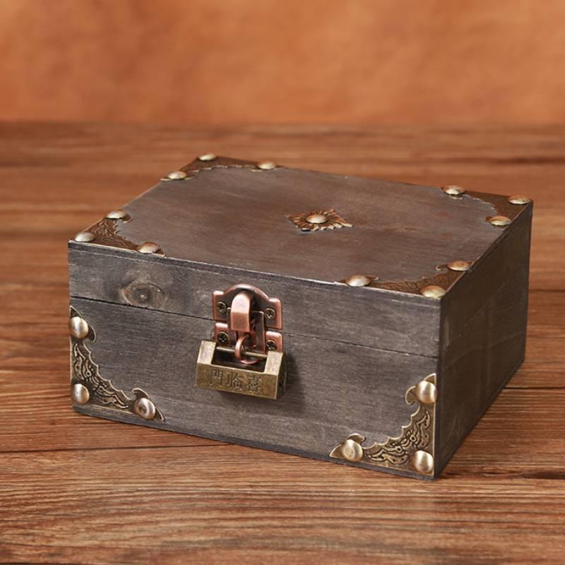 New Chinese Style Wooden Desktop Organizer Box With Lock For Jewelry Storage