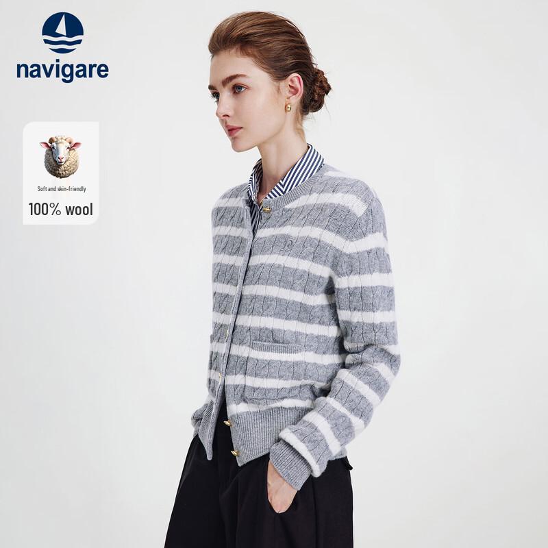 Navigare Женский полосатый шерстяной вязаный кардиган
