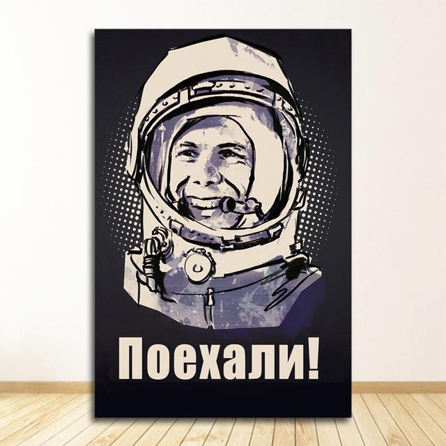 Картина на холсте, декоративный домашний декор Quadro, космические герои, Юрий Гагарин, постеры и принты, настенные панно для гостиной, винтажные
