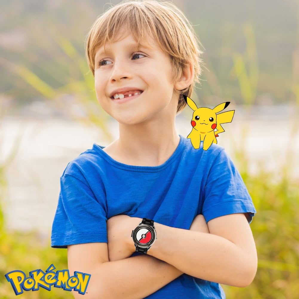 Повседневные часы Pokemon Quartz Metal Silicone Black Mens & (Номер модели POK9025)