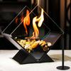 Quadrilateral Tabletop Fire Pit with Clear Glass and Pebbles - Odorless, Clean Burning Alcohol Fireplace for a Cozy Christmas Atmosphere