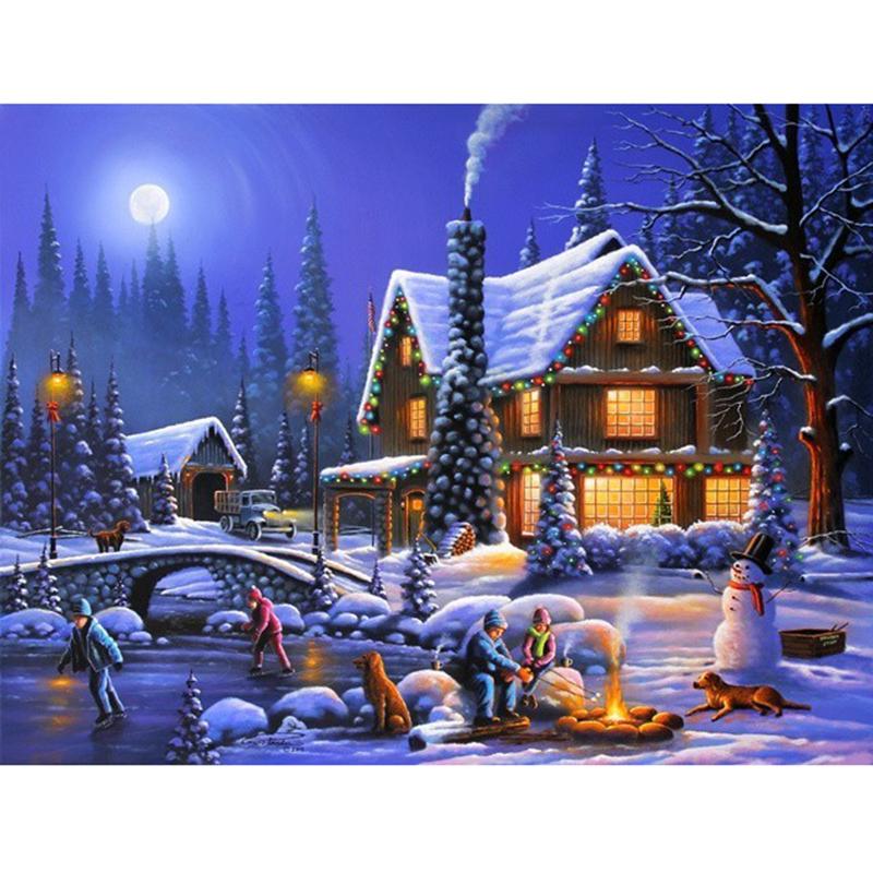 Winter Snow Landscape DIY 5D Diamond Painting Full Round Resin Diamond Embroidery Rhinestones Mosaic Cross Stitch Home Decor