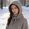 Новая женская зимняя универсальная теплая балаклава-шапка и шарф, интегрированные, вязаная, шерстяная, с капюшоном