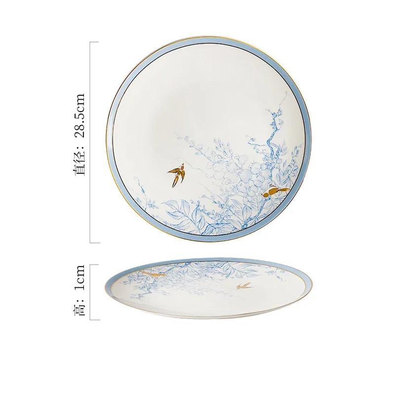 Легкие роскошные круглые керамические тарелки, элитная ресторанная тарелка для стейков, изысканные блюда, обеденная тарелка, изысканная домашняя посуда