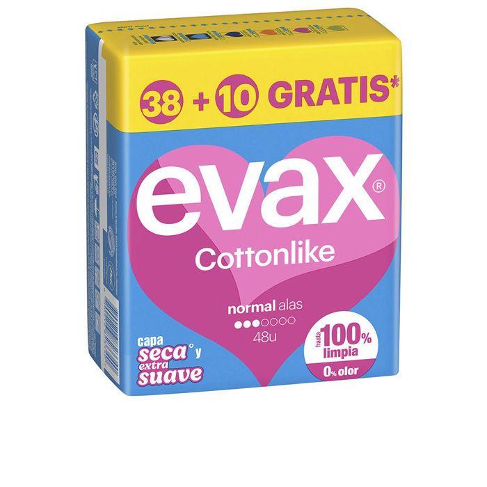 Serviettes Hygiéniques Coussinets EVAX COTTONLIKE normaux ailes 48 u