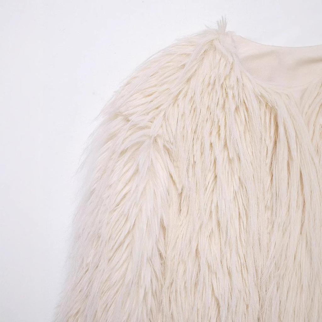 European and American Style Women's Faux Fur Long Sleeve Coat