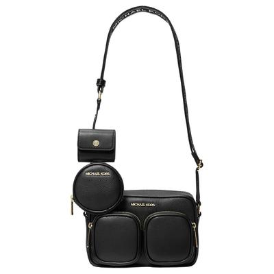 Mk Jet Set Item Внешний карман Логотип Кожаная Сумка через плечо Средняя Женская сумка через плечо Черный 35S5GTTC2L-BLACK
