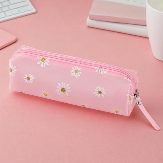Flower Pencil Case, Large Capacity PVC Pen Pouch, Waterproof Stationery Bag for Students, School Supplies Organizer
