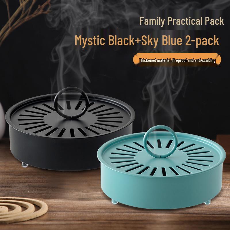 Огнеупорная кованая железная подставка для москитных спиралей с крышкой - Креативная пепельница из углеродистой стали