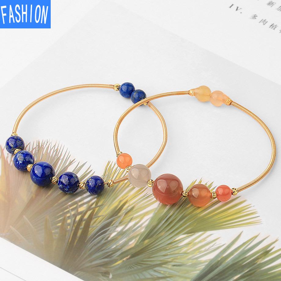 Натуральный кристалл, круглый бисер, геометрический художественный простой браслет
