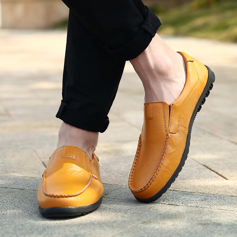 Дизайнерские высококачественные кожаные мужские туфли Lazy Shoes Мягкие мокасины Loafers Модный бренд для мужчин Flat