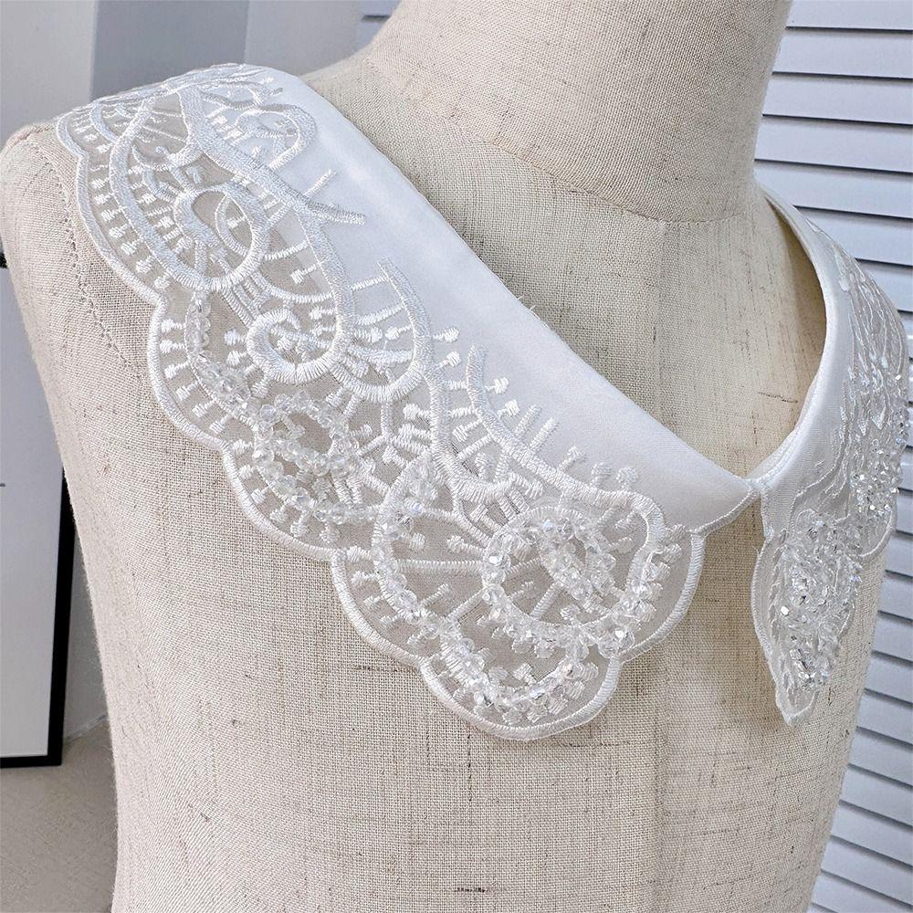 Lace Up Shawl Fake Collar Imitation Pearl Shirt Collar Accessory Women
