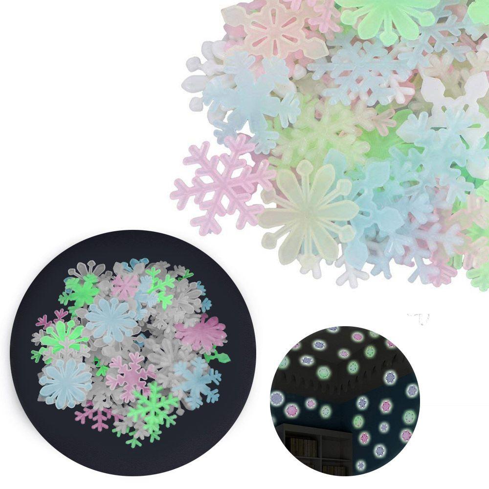 Bedroom Dormitory Decoration Christmas Stickers Wall Stickers Fluorescent 3D Luminous Snowflake