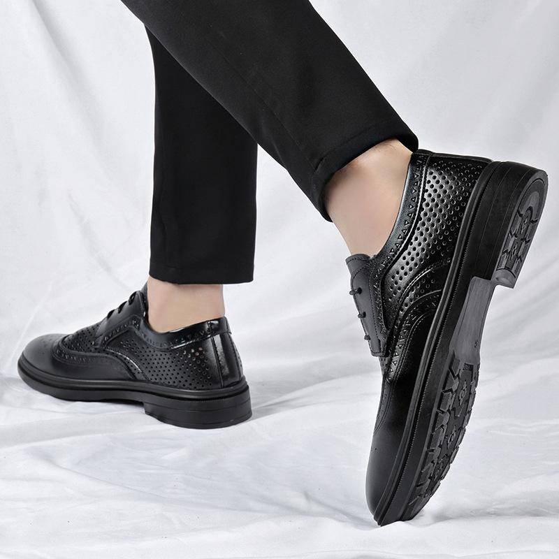2025 новая летняя мужская обувь полая деловая британская обувь Брок кожаная обувь мужская обувь с отверстиями шнуровка увеличивающая рост обувь