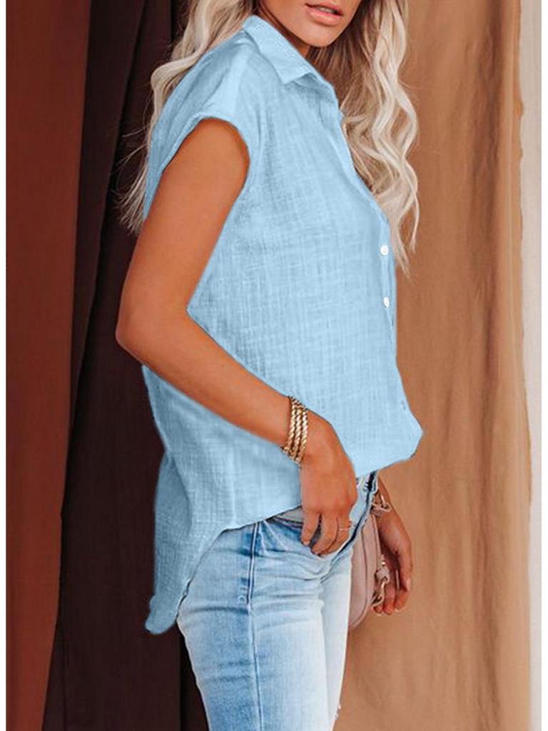 Summer 2026 Solid Color Single-Breasted Sleeveless Lapel Shirt