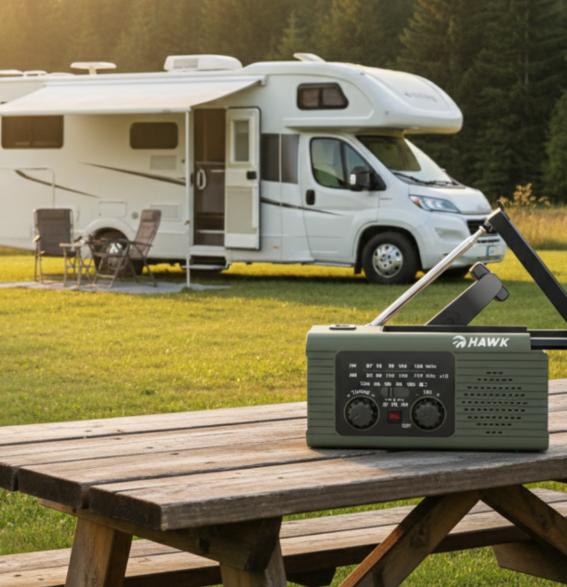 Radio solarne dynamo na korbkę hawk expedition r10 hwrdi410gn zielono-czarny