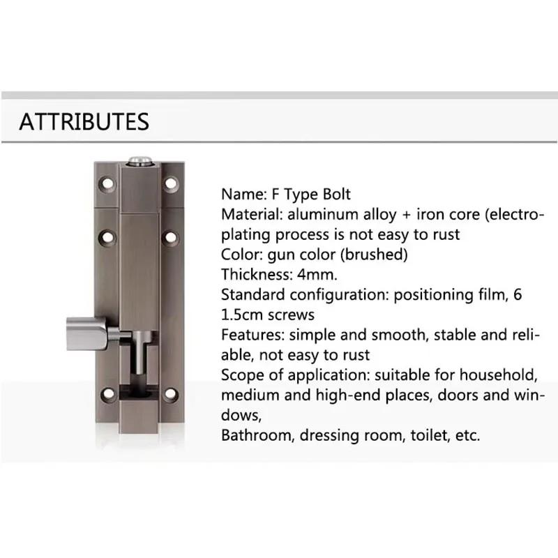 2,3 Inches Door Latch Sliding Lock Door Drawer Barrel Bolt Protective, Silver Thick Aluminum Alloy Unlatching Door Lock with
