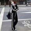 Женский спортивный костюм в корейском стиле с цветовыми блоками: Комплект из худи и спортивных штанов для похудения, повседневный, на весну и осень