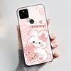 For Google Pixel 5a Soft Silicone Black Case Trendy Style Cartoon Pattern Fluffy Bunny, Milk Tea Rabbit, Rabbit Lamp Casing