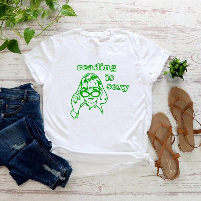 Футболка «Чтение — это сексуально» Футболка с изображением телешоу «Девочки Гилмор» Футболка с изображением книголюба Футболки с рисунком Женские футболки Повседневные топы