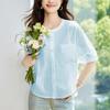 Белая рубашка женская с коротким рукавом летняя новая свободная приталенная топ корейская с круглым вырезом из чистого хлопка