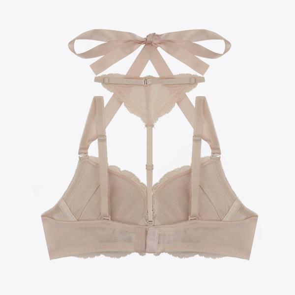 SEXY COOKIE Милый Choker Ленточный Комплект Бюстгальтер и Трусики_Светло-Розовый (Тип C)