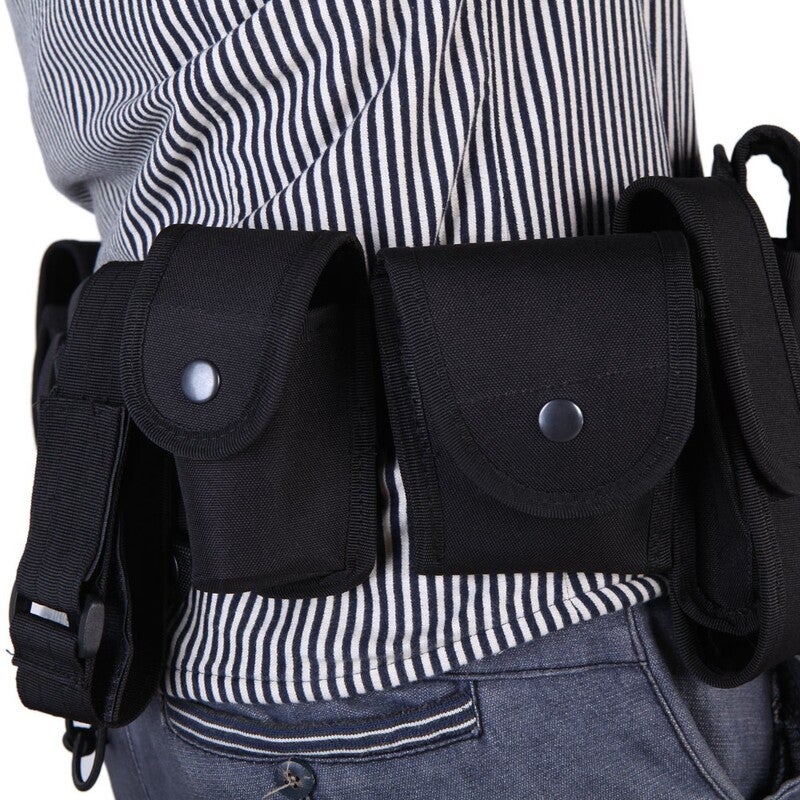 Ремни для полиции и охраны Тактическое полицейское снаряжение для охраны Набор для несения службы Пояс с подсумками Система кобуры Тренировочный черный