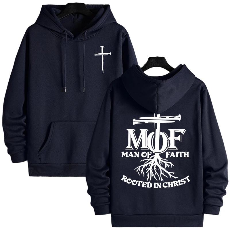 2025 Hot Sale Men's Hoodie Man of Faith Jesus Print Hooded Sweatshirts Autumn Winter Daily Casual Sporty Fashion Hoody Outerwear