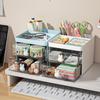 Multifunctional Desktop Storage Box with Drawers Makeup Brush Organizer Sundries School Office Stationery Pen Holder