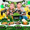 Gaming Birthday Party Supplies for kids,Video Game Party Decorations&Tableware Set-Plates Cups Tablecloth Balloons Banner Etc Party Supplies