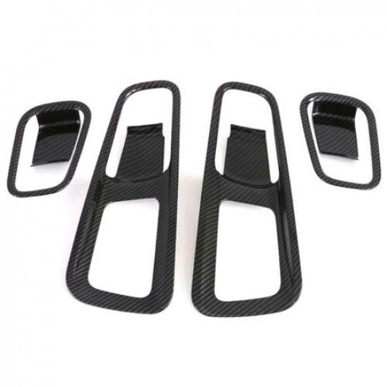 Carbon Fiber ABS Inner Door Handle Bowl Cover Trim For Hyundai Venue 2020-2023