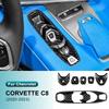Настоящее углеродное волокно Для Chevrolet Corvette C8 2020 2026 2026 2026 Наклейка на кнопку переключения передач центральной консоли Автомобильные аксессуары