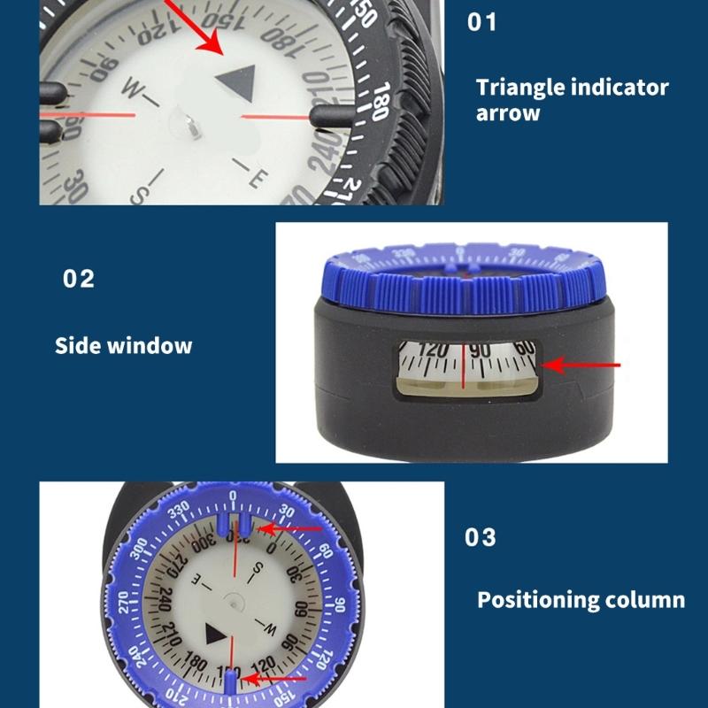 Регулируемый трубный зажим Водонепроницаемые компасы Водный спорт Плавание Светящиеся компасы Подводное плавание Компас для дайвинга Открытый