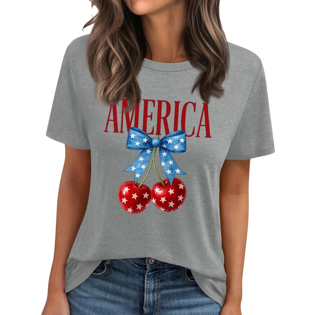 Женская футболка с круглым вырезом и короткими рукавами с принтом