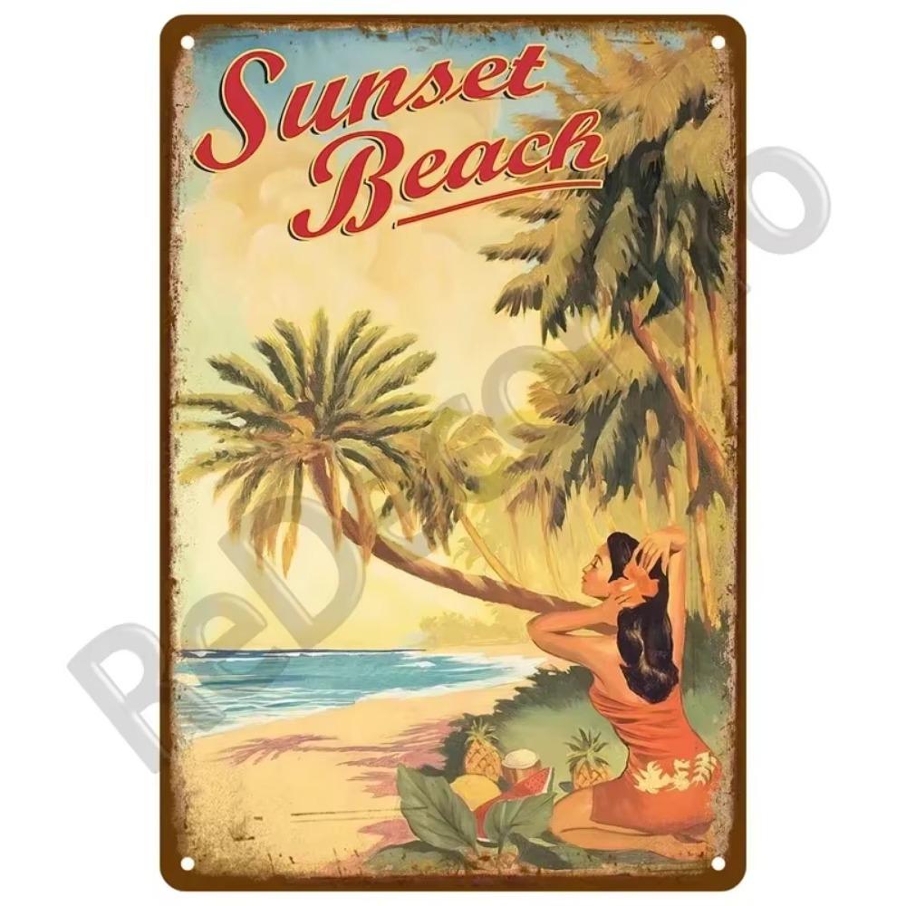 1PC Transform Your Space This Summer: 1PC Exquisite Vintage Metal Plaque, Perfect for Coastal Decor In Homes, Beach Bars & More