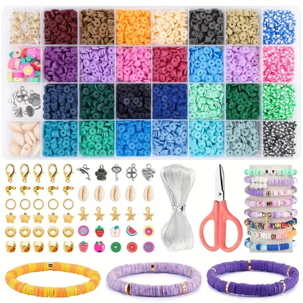 Набор для изготовления браслетов из бусин своими руками, Набор аксессуаров с бусинами из полимерной глины, бусинами с буквами