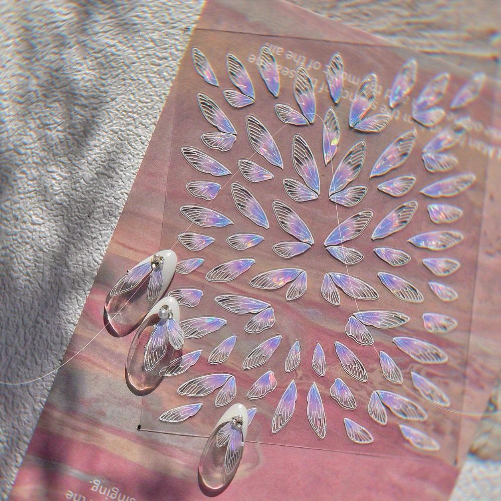1 шт. Наклейки для дизайна ногтей «Крылья бабочки» - Полупрозрачный сказочный дизайн, самоклеящиеся наклейки для DIY украшения ногтей, тема фэнтези, аксессуары для нейл-арта