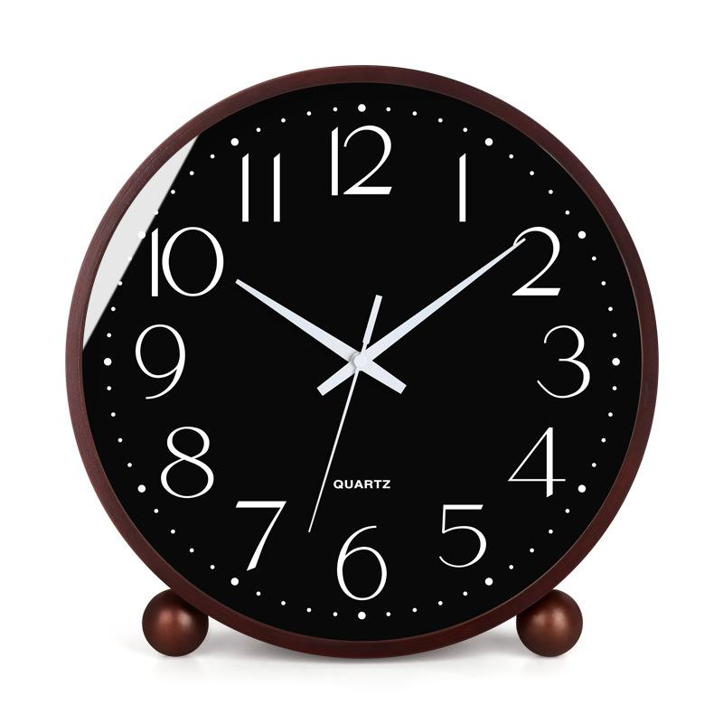 Часы с механизмом Seiko Гостиная Дом Спальня Офис Простые Настольные часы Модные и Атмосферные Массив дерева Бесшумные Часы с радиосигналом