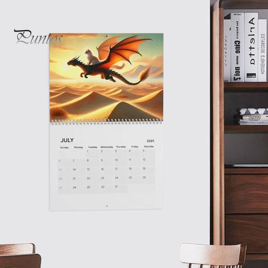 2025 Настенный календарь Забавный кот Дракон Поездка Настенный подвесной календарь 12 месяцев Расписание Органайзер Офис Домашний декор