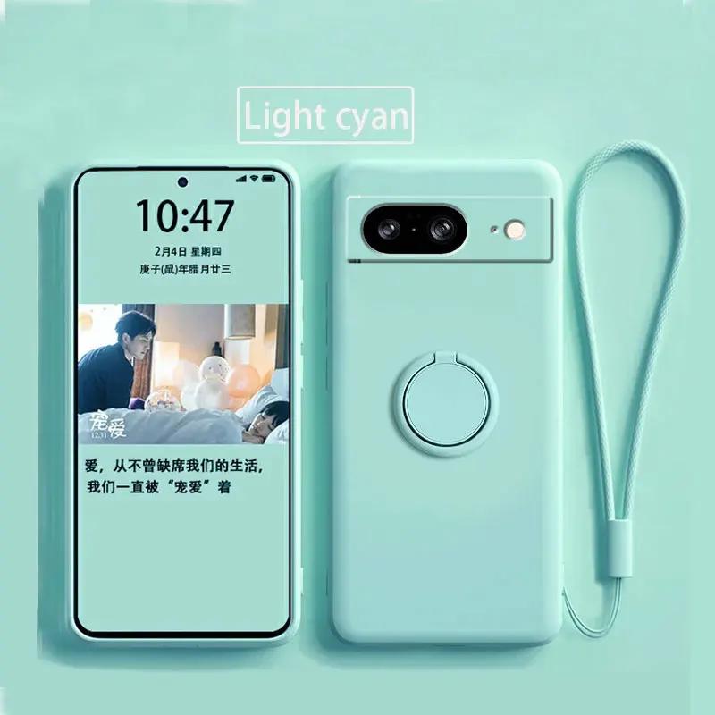 Чехол для Google Pixel 8 9 Finger Ring Stand Holder Slicone Cover для Pixel 9 Pro XL Solid Color Lens Protection Soft Phone Case