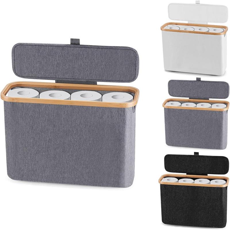 Toilet Paper Storage with Lid Large Capacity Bathroom Paper Holder Up To 12 Rolls Slim Toilet Paper Basket Holder Bin Container