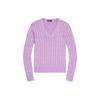 Polo Ss23 Solid Color Logo Embroidered V-Neck Long Sleeve Pullover Sweater Women Sweater Purple WMPOSWENC020669-500