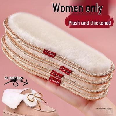 Женские зимние флисовые стельки - Толстые, плюшевые, теплые, мягкие хлопковые, шерстяные влагопоглощающие стельки для обуви