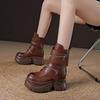 Мода 10см Новые Микрофибра Натуральная Кожа Платформа Мотоциклетные Ботильоны До Щиколотки До Колена Обувь Кроссовки Массивная Платформа Женщины Женщины