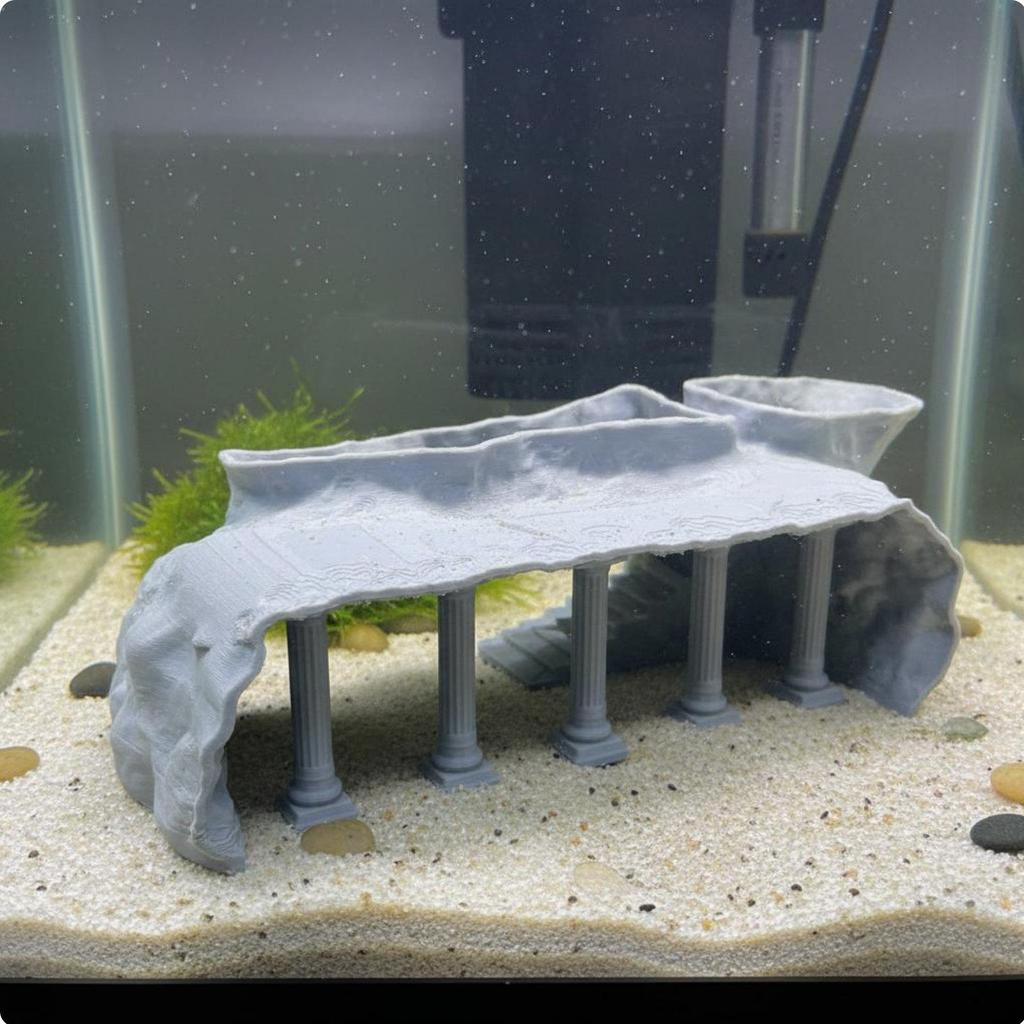 Submerged Roman Column Aquarium Cave Ancient Mansion Hideout for Fish Tanks and Aquatic Decor