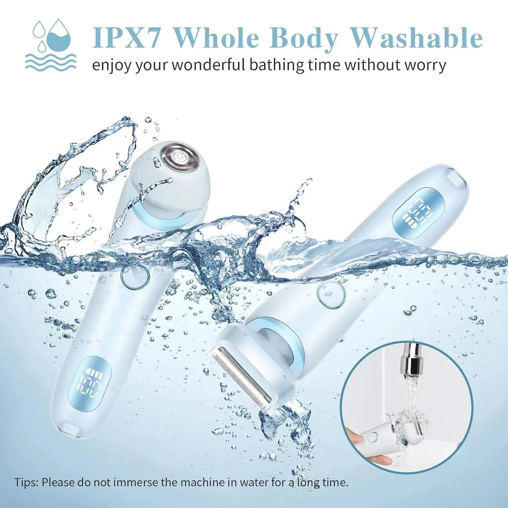 Электрические бритвы для женщин 2 в 1, триммер для бикини, бритвы для лица, удаление волос для подмышек, ног, женский триммер для тела IPX7, водонепроницаемый