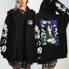 Аниме Iguro Obanai Demon Slayer толстовки на молнии для мужчин и женщин с кавайным принтом, эстетический мультфильм, осень-зима, повседневные теплые толстовки