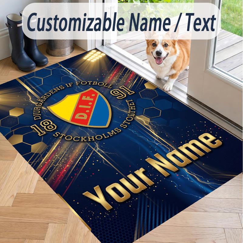 Custom Text Printed Rug Djurgårdens IF Non Slip Floor Carpet For Home Room Decor